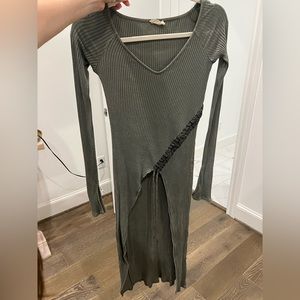 Zara olive green asymmetrical long shirt